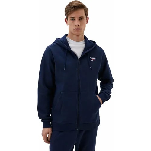 Толстовка Reebok Identity Small Logo Fleece FZ Hoodie, размер M, , синий