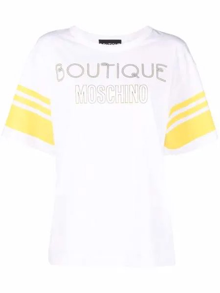 Boutique Moschino футболка с отделкой в полоску и логотипом