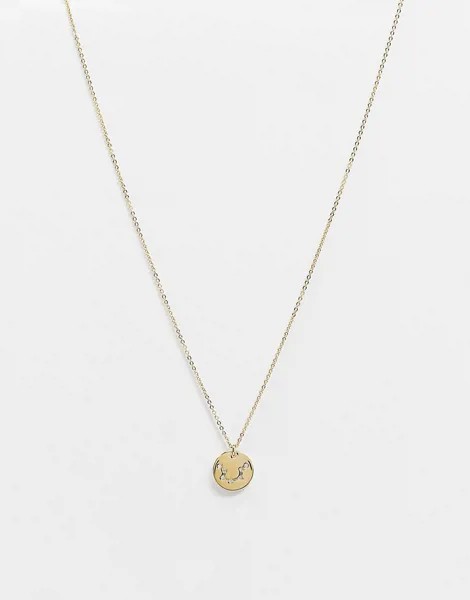 Позолоченное ожерелье с гравировкой созвездия Водолея на подвеске Z for Accessorize-Золотой