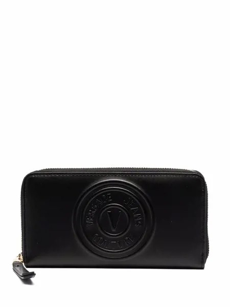 Versace Jeans Couture embossed logo leather purse