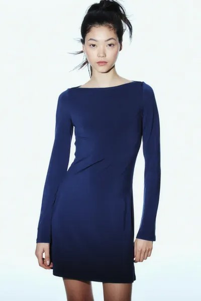 Платье из джерси с вырезом лодочкой H&M, синий