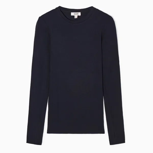 Лонгслив COS Merino Wool, темно-синий