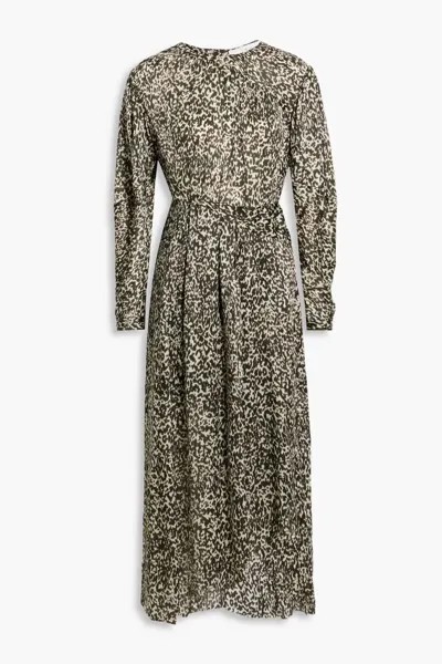 Плиссированное платье миди Romeri из шелкового крепона с леопардовым принтом Iro, цвет Animal print