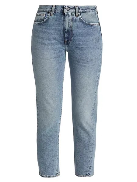 Узкие джинсы до щиколотки со средней посадкой и перекрученными швами Toteme, синий