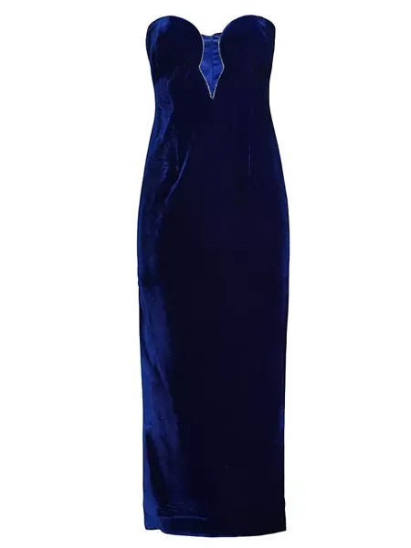 Велюровое платье миди без бретелек Lilah Bardot, синий