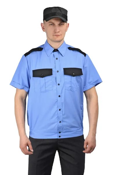 Рубашка рабочая мужская Ursus РУБ505-069 голубой с черным 43 RU, 182-188 см