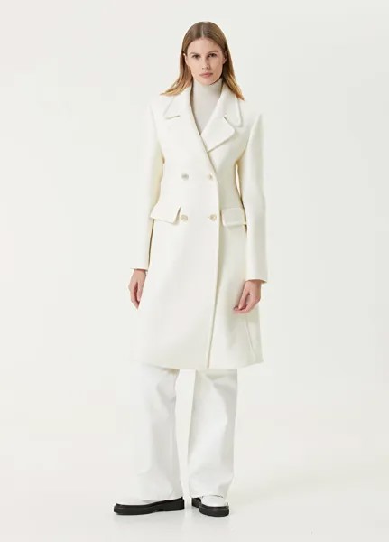 Белое шерстяное пальто с воротником-бабочкой Etro