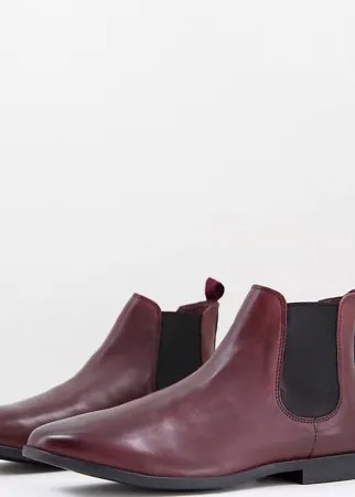 Классические кожаные ботинки челси бордового цвета Silver Street Wide Fit-Красный