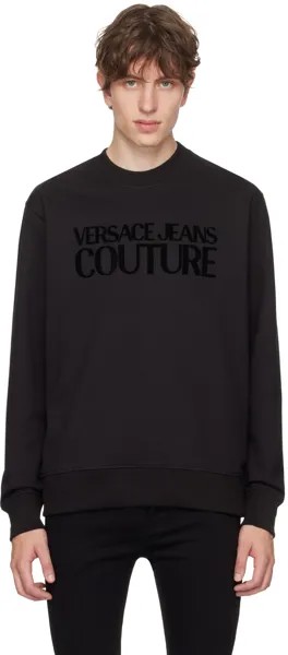 Черный свитшот с флоковым рисунком Versace Jeans Couture