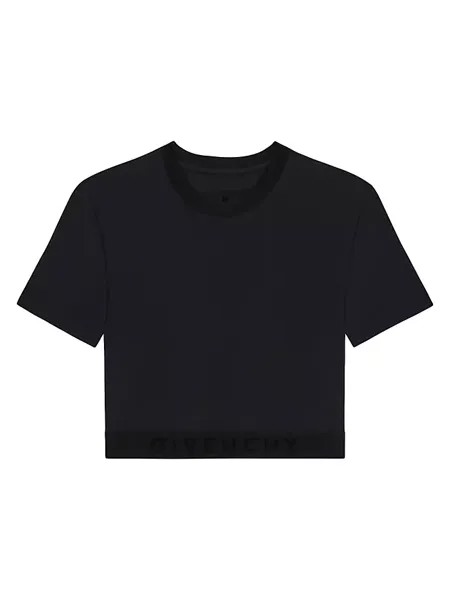 Укороченная футболка с жаккардовым низом и логотипом Givenchy, черный