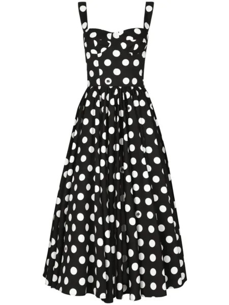 Dolce & Gabbana платье миди в горох, черный