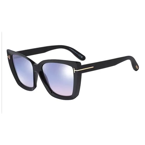 Солнцезащитные очки Tom Ford, бабочка, оправа: пластик, зеркальные, для женщин, черный