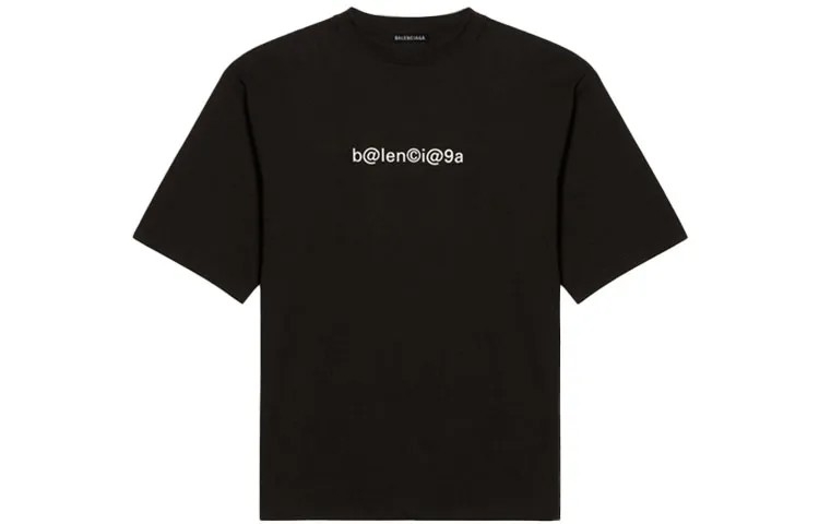 Balenciaga Футболка большого размера с символикой, черная/белая, цвет Black
