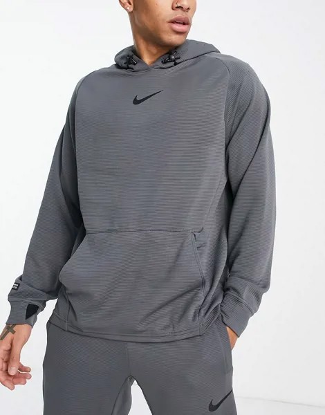 Худи серого цвета с флисовой изнанкой Nike Pro Training-Серый
