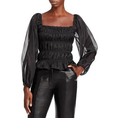 Женская черная укороченная блузка с длинными рукавами Lucy Paris S BHFO 8771