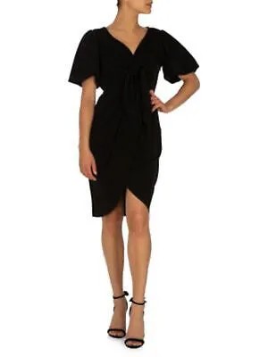 Женское коктейльное платье GUESS Black Tie Front с пышными рукавами длиной до колена 0