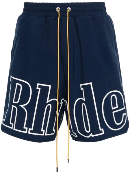 RHUDE шорты-бермуды с логотипом, синий