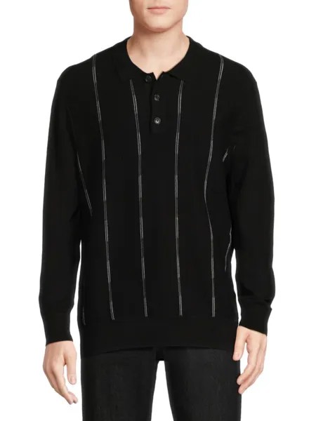 Полосатый свитер-поло с многослойными рукавами Karl Lagerfeld Paris, цвет Black White