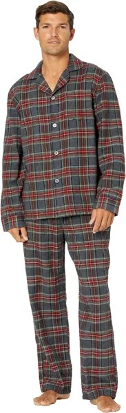 Фланелевая пижама в шотландскую клетку стандартного размера L.L.Bean, цвет Grey Stewart
