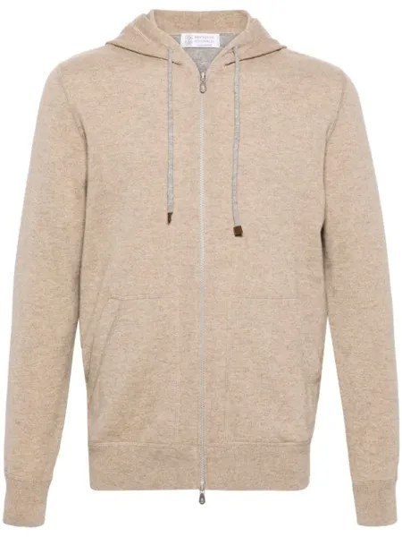 Brunello Cucinelli кашемировое худи тонкой вязки, коричневый