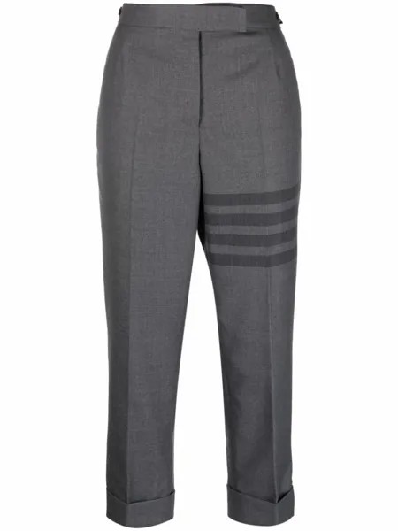 Thom Browne укороченные брюки с полосками 4-Bar, серый