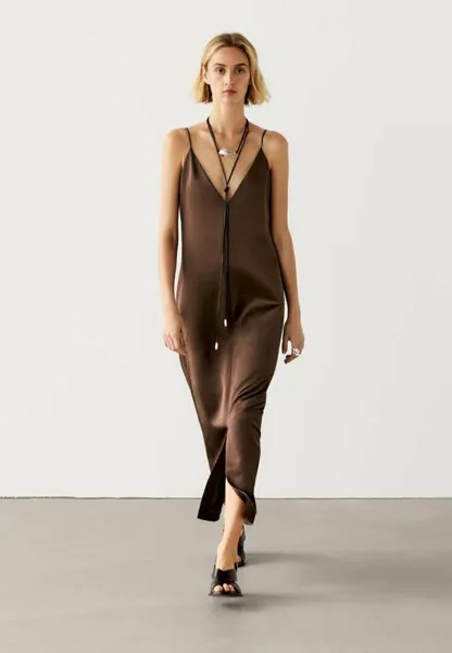 Платье макси Massimo Dutti, темно-коричневый