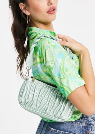 Присборенная сумка на плечо с плетеным ремешком Glamorous-Зеленый цвет