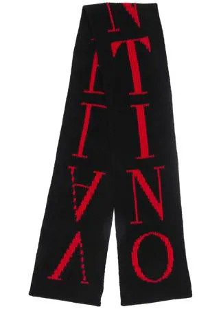 Valentino шарф в рубчик с логотипом