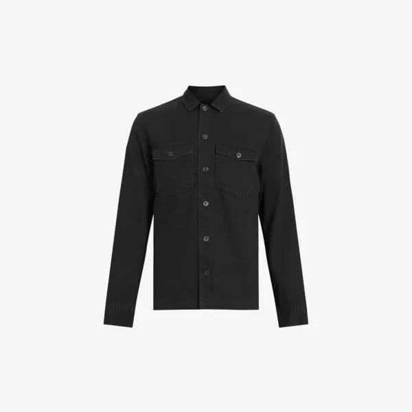 Хлопковая куртка Carlton классического кроя с накладными карманами Allsaints, черный