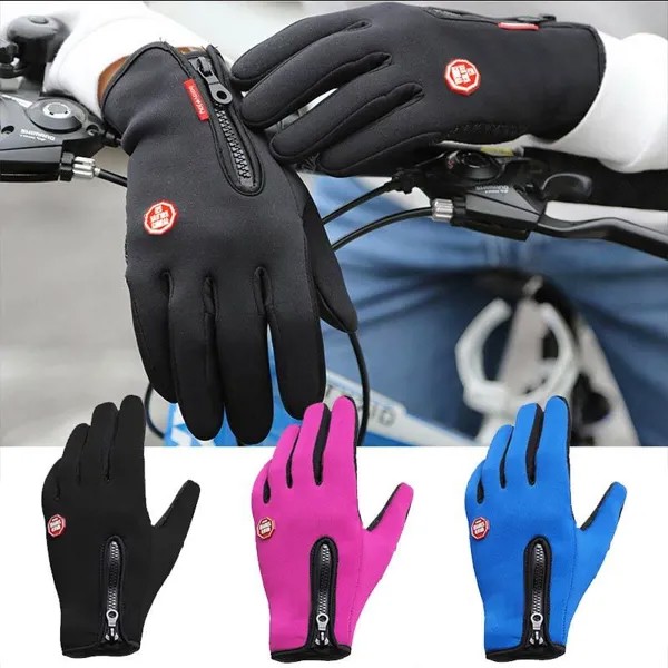 Мужские и женские зимние теплые ветрозащитные водонепроницаемые нескользящие теплые перчатки с сенсорным экраном открытый альпинизм катание на лыжах велосипеды молния перчатки