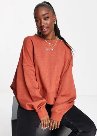 Коричневый меланжевый укороченный свитшот из флиса Nike Lounge Essential-Коричневый цвет