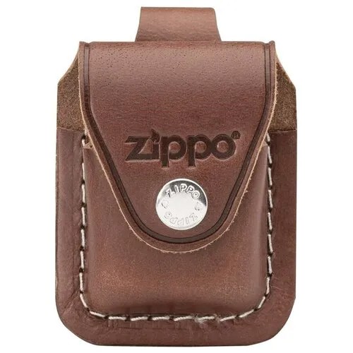 Чехол ZIPPO для широкой зажигалки, кожа, с кожаным фиксатором на ремень, коричневый, 57x30x75 мм