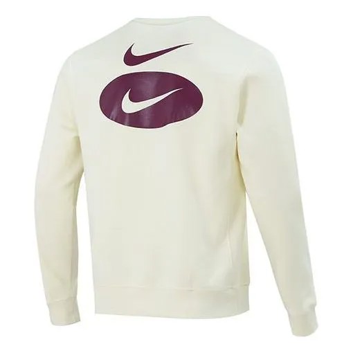 Толстовка Men's Nike As Nsw Sl Bb Crew Casual Sports Fleece Lined Round Neck Long Sleeves Ivory, цвет ivory