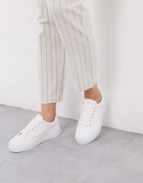 Белые кроссовки на плоской подошве со шнуровкой London Rebel-Белый