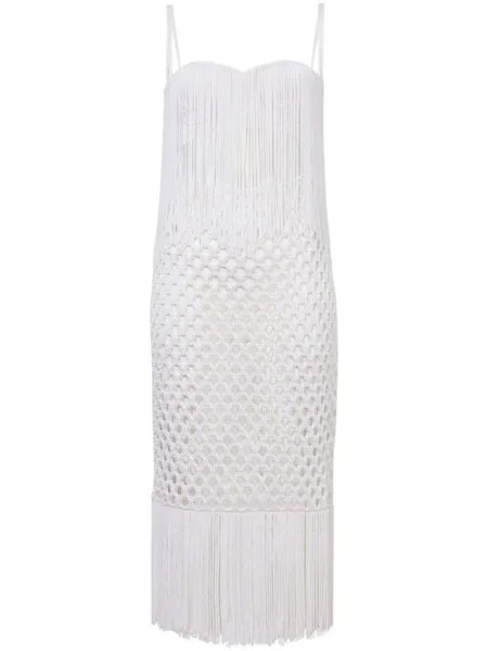 Лаковое трикотажное платье с бахромой Proenza Schouler, белый