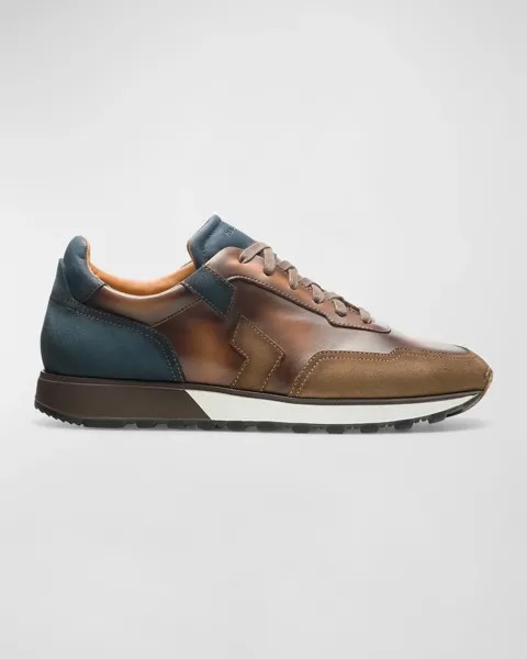 Мужские беговые кроссовки Aero с ручной росписью Magnanni, цвет Taupe/Navy