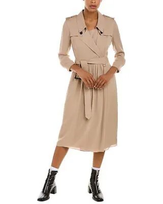Женское шелковое платье-тренч Burberry с запахом, бежевый 42