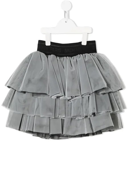 Balmain Kids ярусная юбка из тюля