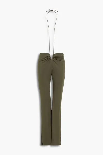 Расклешенные брюки из джерси со сборками Dion Lee, серо-зеленый