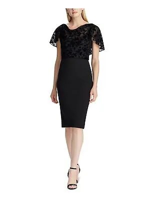 RALPH LAUREN Женское черное бархатное платье до колена с развевающимися краями Коктейльное облегающее платье 4