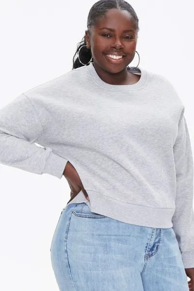 Флисовый пуловер больших размеров с приспущенными рукавами Forever 21, серый