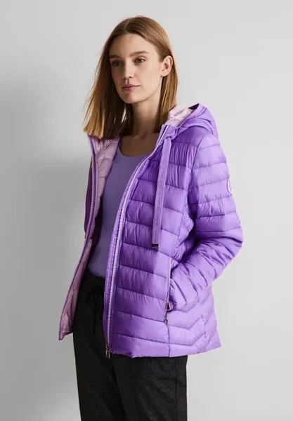 STREET ONE стеганая куртка с капюшоном, однотонная, цвет Shiny Lilac