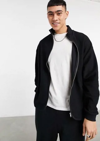 Черная oversized-олимпийка из трикотажа изнаночной вязки ASOS DESIGN-Черный цвет