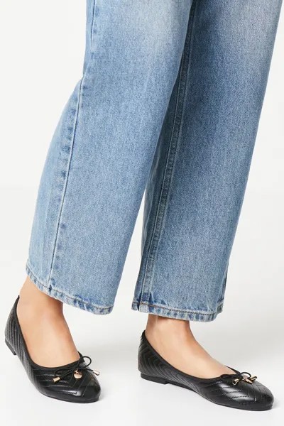 Комфортные балетки Phoenix со стеганой отделкой и бантом Dorothy Perkins, черный