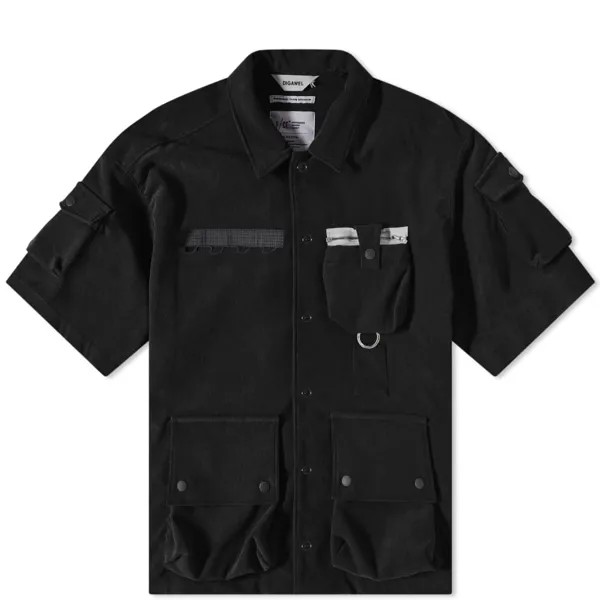 Вельветовая рубашка с короткими рукавами Digawel x F/CE с 7 карманами, черный