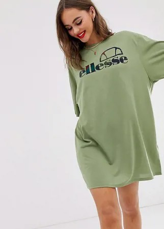 Платье-рубашка с пальмовым принтом и логотипом Ellesse recycled-Зеленый