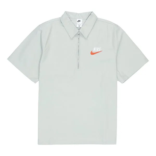 Футболка Men's Nike Half Zipper Solid Color Short Sleeve Aqua Blue Polo Shirt, мультиколор