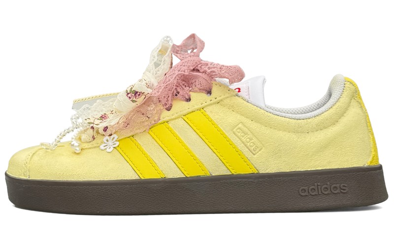 Кроссовки adidas neo Vl Court Classic Skateboarding Shoes Unisex Low-top White, светло-желтый