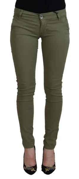 RICK EVENN Брюки Зеленые хлопковые узкие женские брюки с низкой талией IT40/US6/S 250 долларов США