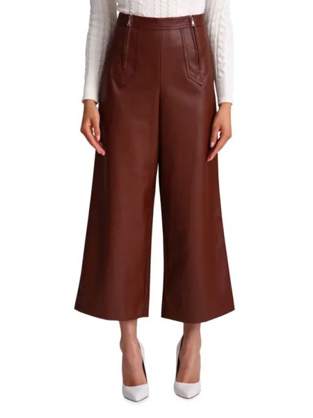 Широкие брюки из искусственной кожи на молнии Avec Les Filles, цвет Cognac